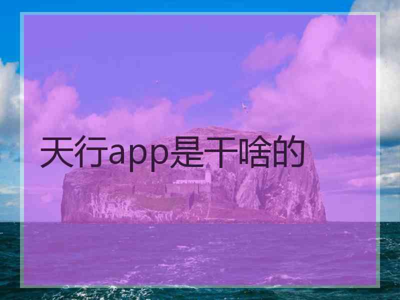 天行app是干啥的 天行app是干啥的