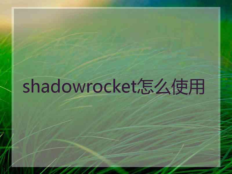 shadowrocket怎么使用