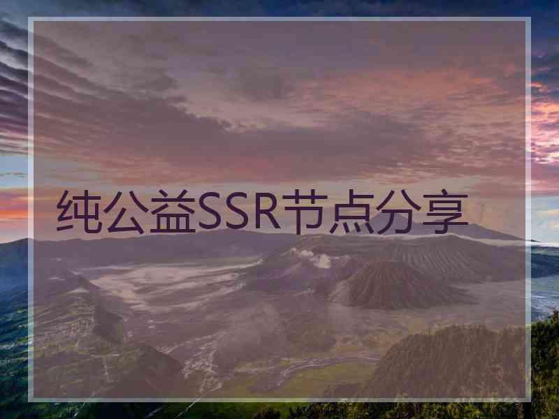 纯公益SSR节点分享